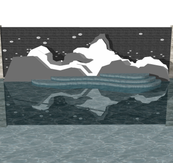 新中式景墙sketchup模型下载