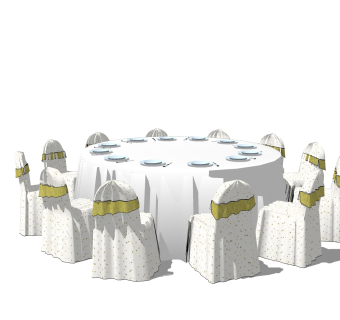 现代餐桌椅su模型，餐桌椅sketchup模型下载