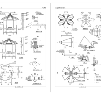 景观亭cad施工详图免费下载