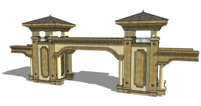 欧式入口大门sketchup模型免费下载，入口大门skb模型分享