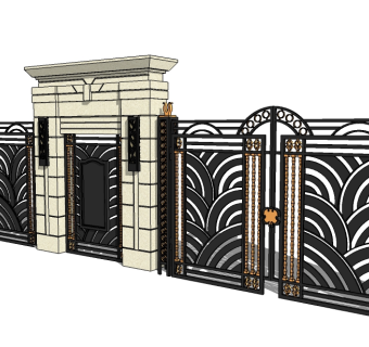 欧式入口大门sketchup模型下载，入口大门skb模型分享