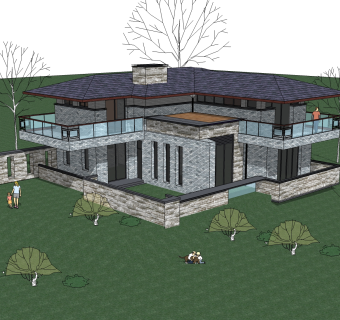 欧式别墅su模型，别墅sketchup模型