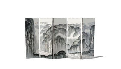 新中式屏风草图大师模型，屏风sketchup模型下载