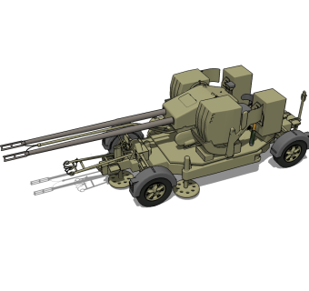 瑞士奥利康35MM天空卫士坦克草图大师模型，坦克SU模型下载