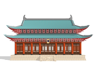 中式古建殿宇草图大师模型，古建殿宇sketchup模型免费下载