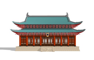 中式古建殿宇草图大师模型，古建殿宇sketchup模型免费下载