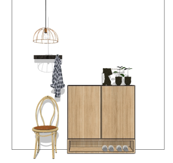 现代玄关柜sketchup模型，玄关柜草图大师模型下载