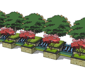 现代异形树池草图大师模型下载，树池坐椅SU模型免费下载