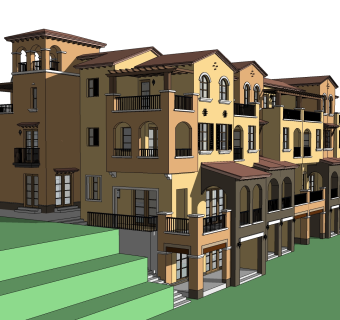 欧式别墅外观草图大师模型，别墅外观sketchup模型免费下载
