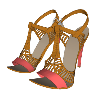 现代女士高跟鞋草图大师模型,服装店衣架su模型下载