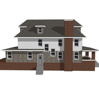 美式别墅草图大师模型，别墅SKB文件下载