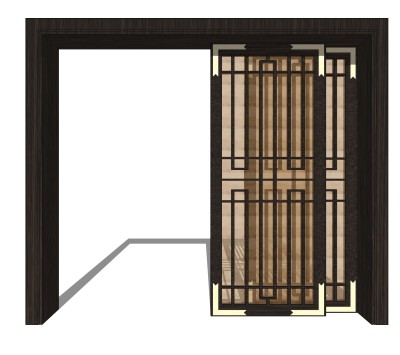 新中式门草图大师模型，新中式门SU模型下载