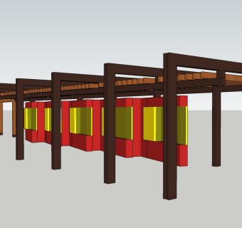 现代廊架草图大师模型，廊架sketchup模型下载