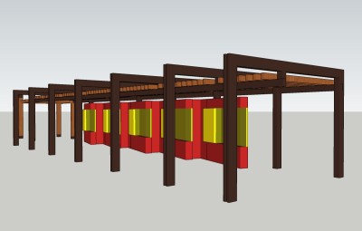 现代廊架草图大师模型，廊架sketchup模型下载