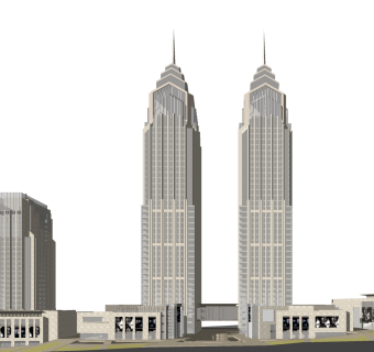 现代高层办公楼草图大师模型，高层办公楼sketchup模型免费下载
