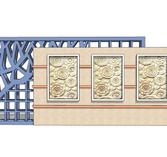 现代景观墙草图大师模型，景墙sketchup模型下载