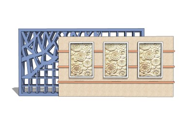 现代景观墙草图大师模型，景墙sketchup模型下载