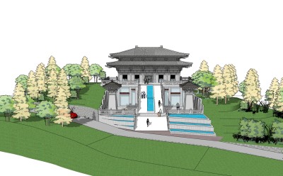 中式古建殿宇草图大师模型，古建殿宇sketchup模型免费下载