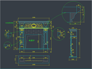 整木欧式壁炉CAD素材，壁炉CAD建筑图纸下载