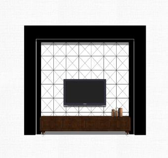 现代简约电视柜草图大师模型，电视柜SKP模型下载