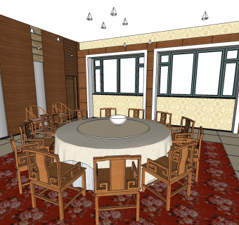 现代酒店包间草图大师模型下载、酒店包间su模型下载