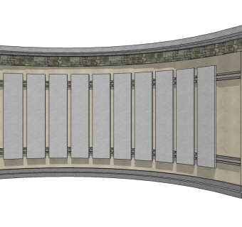 中式景观墙SU模型下载，景观墙skb模型分享