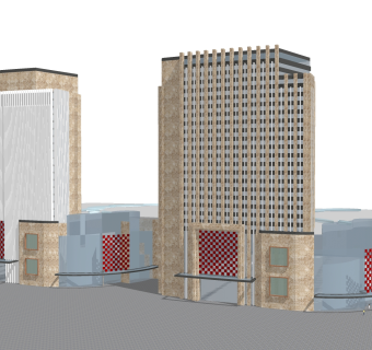 现代高层办公楼草图大师模型，高层办公楼sketchup模型免费下载