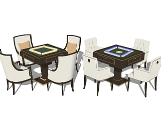 现代休闲麻将机桌椅组合su模型， 麻将桌sketchup模型下载