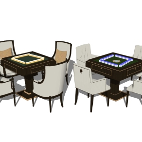 现代休闲麻将机桌椅组合su模型， 麻将桌sketchup模型下载