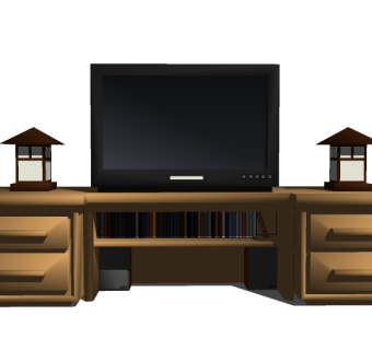 现代电视柜草图大师模型，电视柜su模型下载