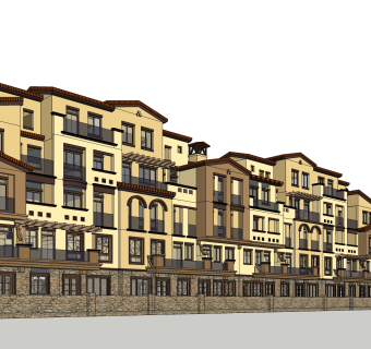 欧式别墅外观草图大师模型，SU模型免费下载