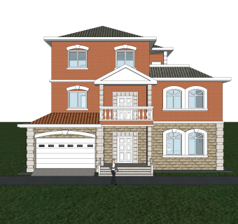 欧式独栋别墅草图大师模型，sketchup别墅su模型下载