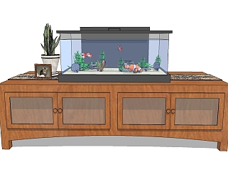 现代<em>玻璃鱼缸</em>草图大师模型，鱼缸sketchup模型下载