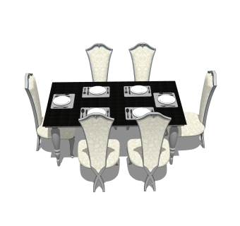 法式餐桌椅草图大师模型，餐桌椅skb文件下载