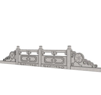 中式石材护栏免费su模型，栏杆skb文件下载