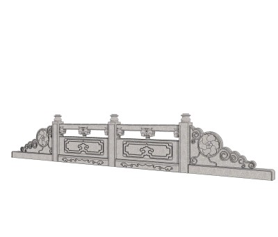 中式石材护栏免费su模型，栏杆skb文件下载