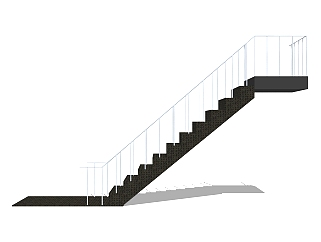 现代钢结构<em>单跑楼梯</em>草图大师模型，钢结构<em>单跑楼梯</em>...