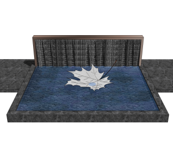 金属叶子雕塑叠水景墙sketchup模型下载