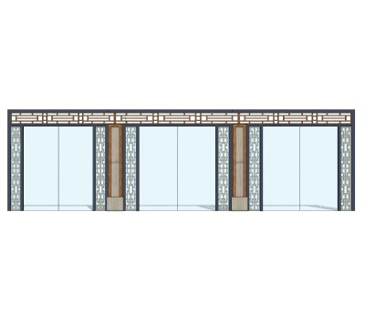 现代中式门 草图大师模型，中式门SU模型下载