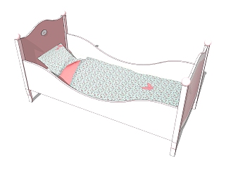 法式<em>婴儿床</em>草图大师模型，<em>婴儿床</em>skb文件