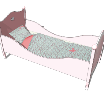 法式婴儿床草图大师模型，婴儿床skb文件