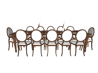 <em>欧式</em>实木餐桌椅草图大师模型，12人餐桌餐桌椅<em>组合</em>su...