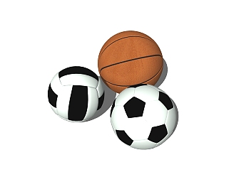 现代足球篮球排球组合su模型，足球篮球排球组合草图大师模型下载