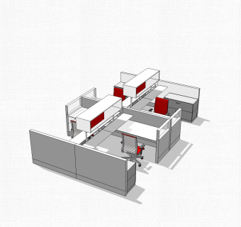 现代办工桌sketchup模型，办工桌su模型，办工桌草图大师素材下载