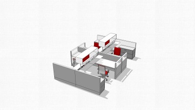 现代办工桌sketchup模型，办工桌su模型，办工桌草图大师素材下载