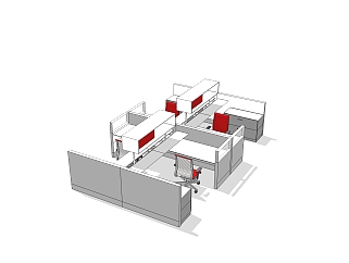 现代办工桌sketchup模型，办工桌su模型，办工桌草图大师素材下载