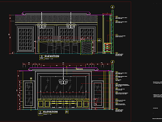 法式餐厅CAD施工图，餐厅CAD建筑图纸下载