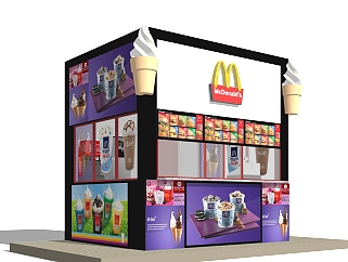 现代麦当劳快餐店免费su模型，快餐店草图大师模型下载