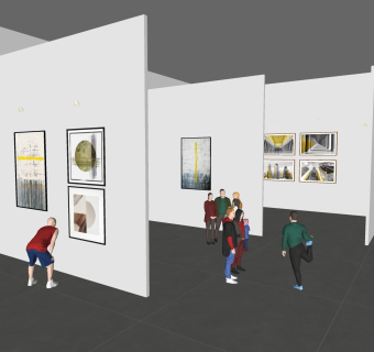 画廊画展sketchup模型下载