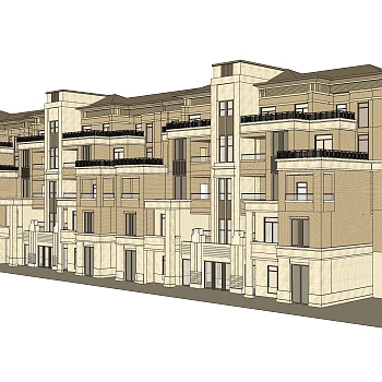 欧式<em>联排别墅</em>su模型，<em>别墅</em>sketchup模型下载